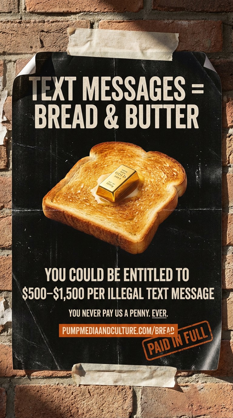 Bread & Butter — text messages = bread and butter. $500 to $1,500 per illegal text message.